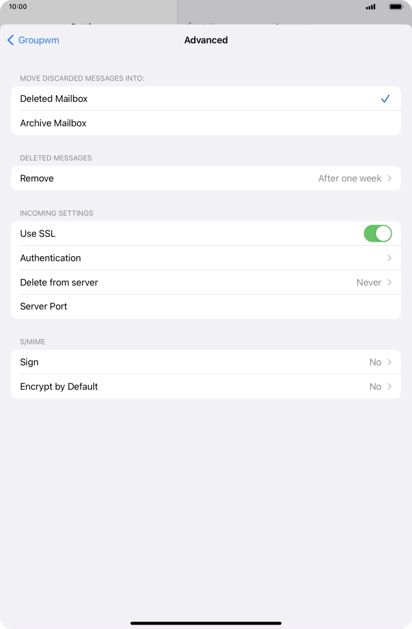 Press the indicator next to 'Use SSL' to turn off the function. Press the indicator next to 'Use SSL' to turn off the function.