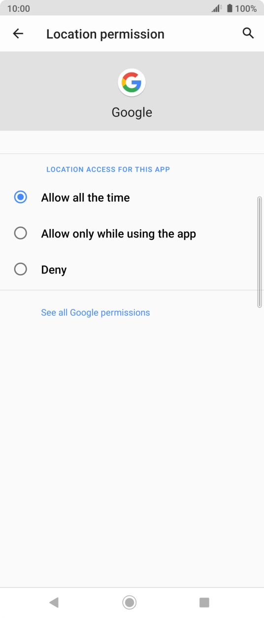Press the required setting.