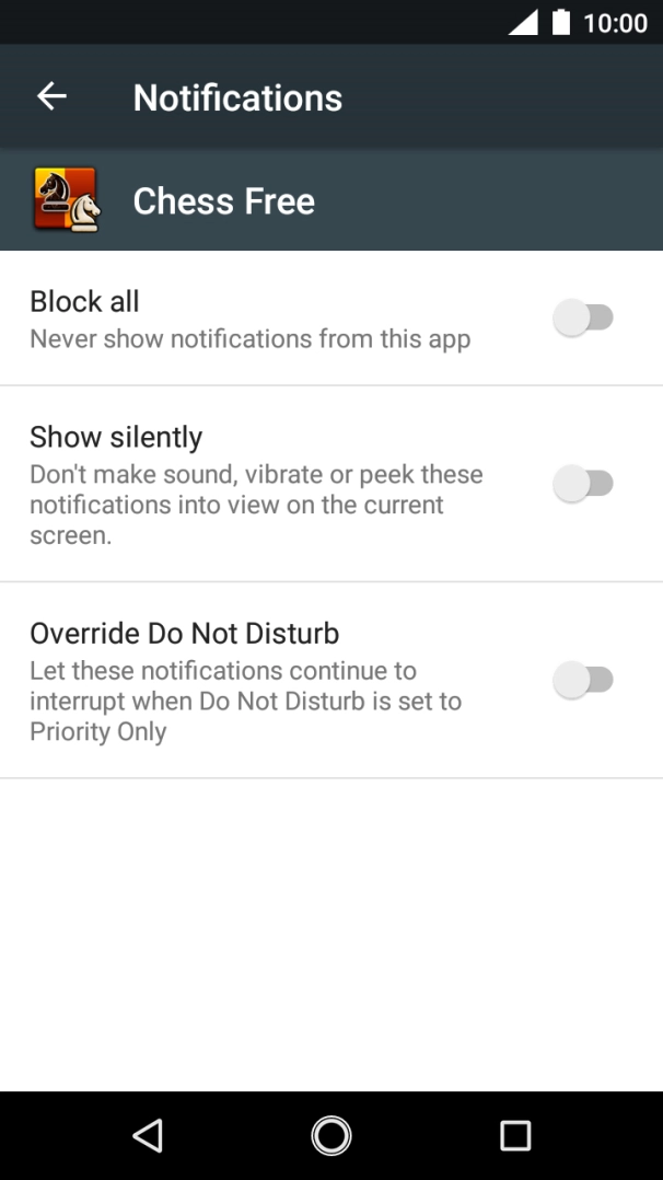 Press the indicator next to 'Block all' to turn the function on or off.