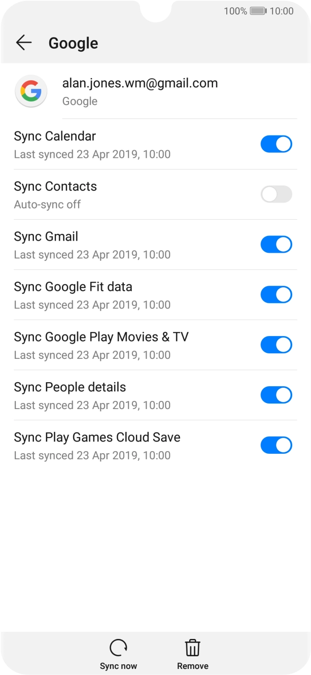 Press the indicator next to 'Sync Contacts' to turn on the function.