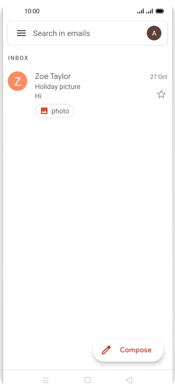 Press the email account icon.