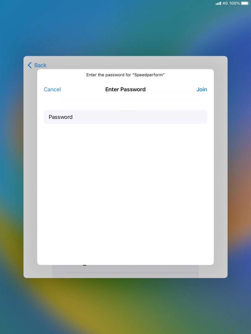 Key in the password for the WiFi network and press Join.