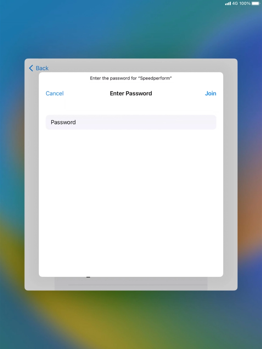 Key in the password for the WiFi network and press Join.