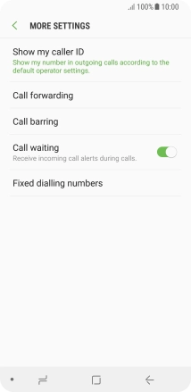 Press the indicator next to 'Call waiting' to turn the function on or off.