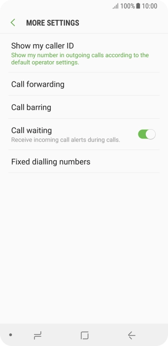 Press the indicator next to 'Call waiting' to turn the function on or off.