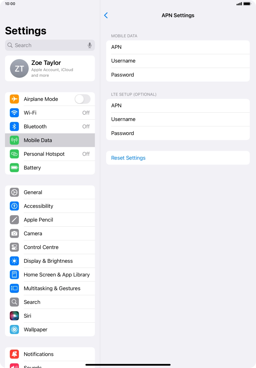 Press APN and key in idata.o2.co.uk.