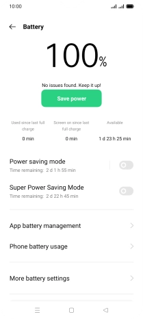 Press the indicator next to 'Power saving mode' to turn on the function.