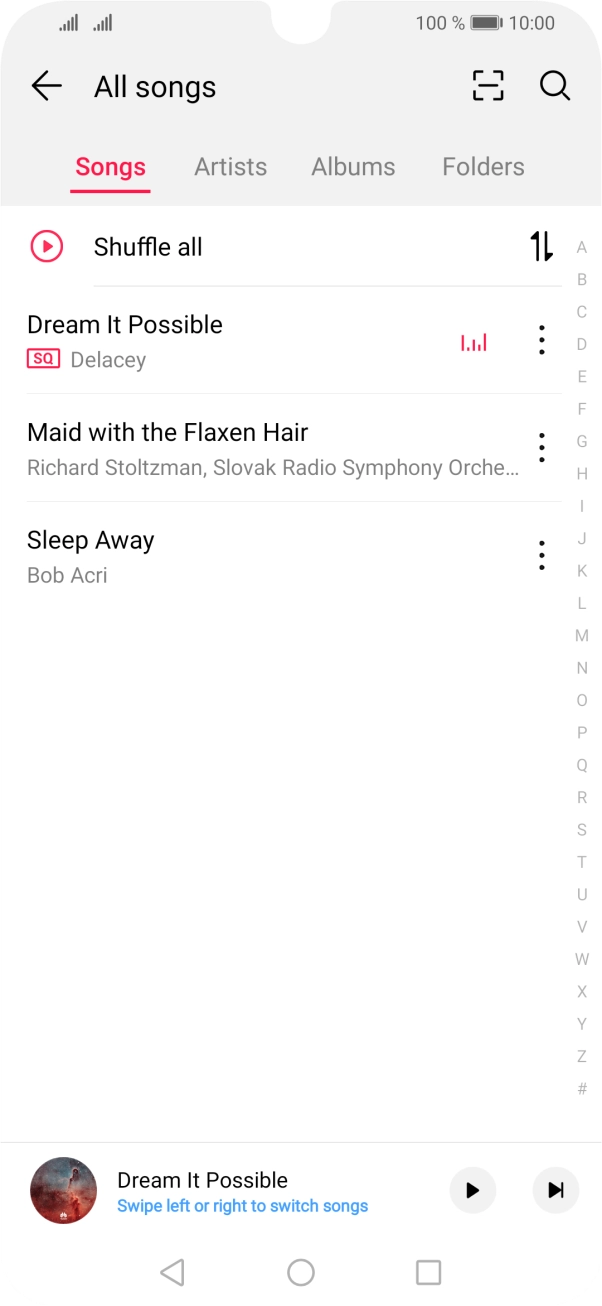 Press the required category and go to the required audio file.