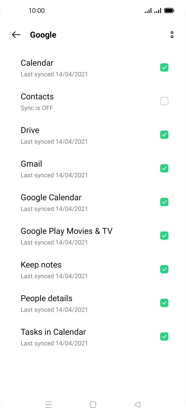 Press the field next to 'Contacts' to turn on the function.