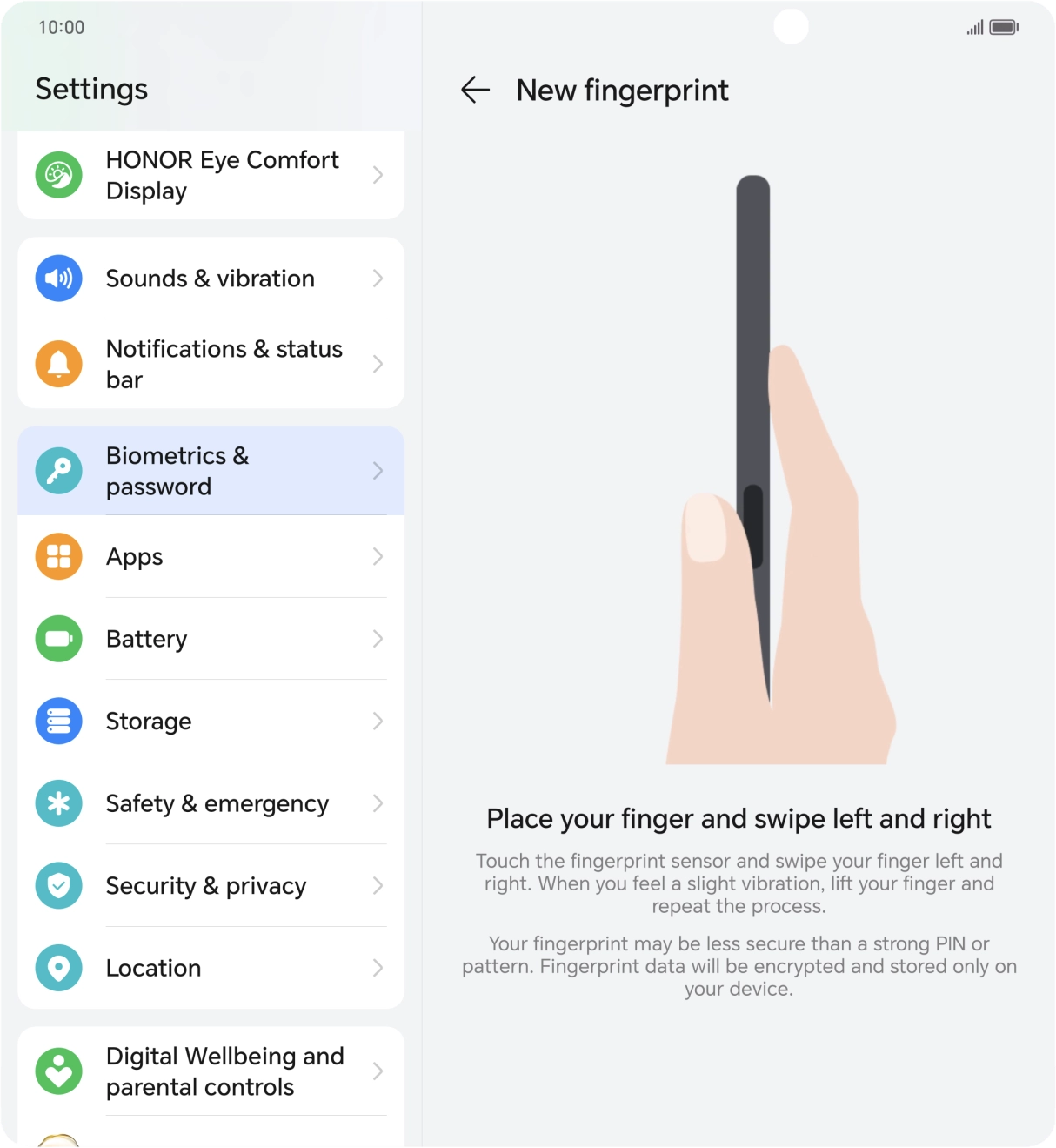 Follow the instructions on the screen to create the phone lock code using your fingerprint. Follow the instructions on the screen to create the phone lock code using your fingerprint.