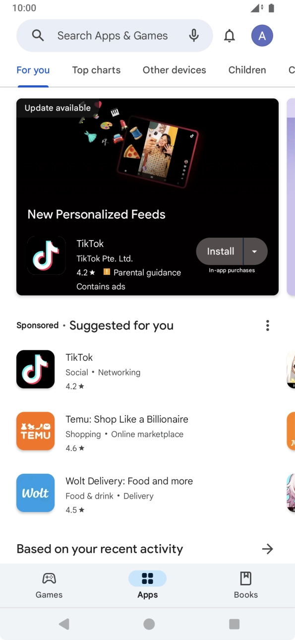 Press the search field.