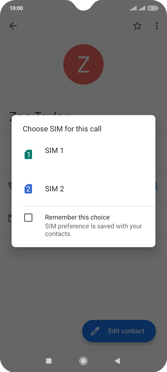 Press the required SIM.