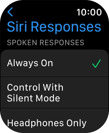 Press the required setting below 'SPOKEN RESPONSES'. Press the required setting below 'SPOKEN RESPONSES'.