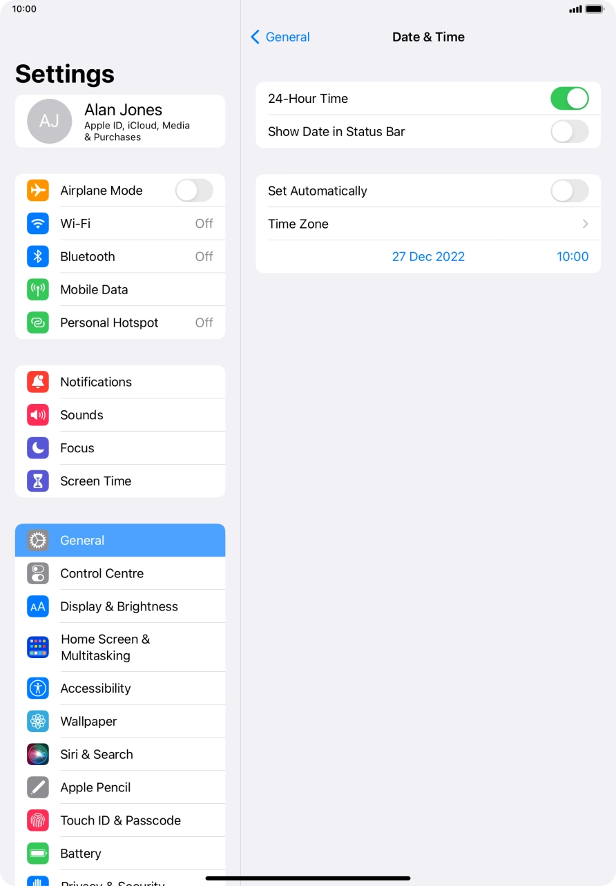 Press the indicator next to 'Set Automatically' to turn on the function.