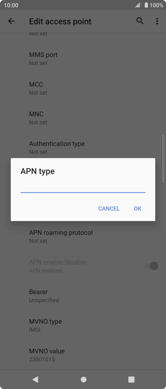 Key in default and press OK.