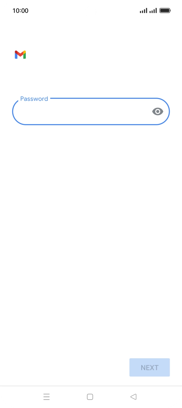Press the field below 'Password' and key in the password for your email account. Press the field below 'Password' and key in the password for your email account.
