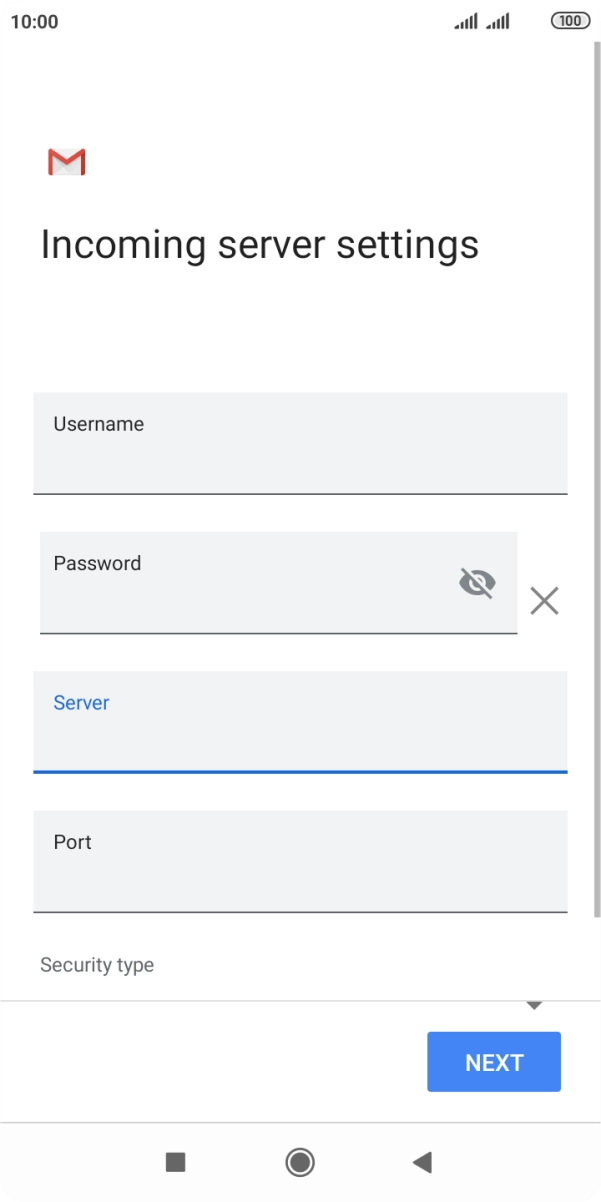 Press the field below 'Port' and key in 143. Press the field below 'Port' and key in 143.