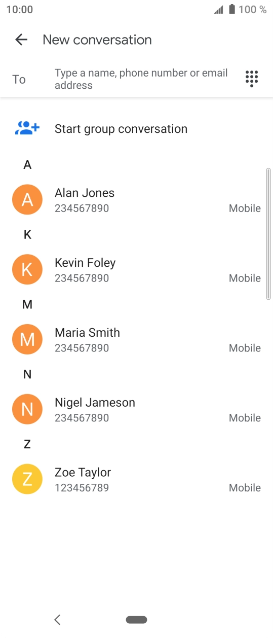 Press the field next to 'To' and key in the first letters of the recipient's name. Press the field next to 'To' and key in the first letters of the recipient's name.