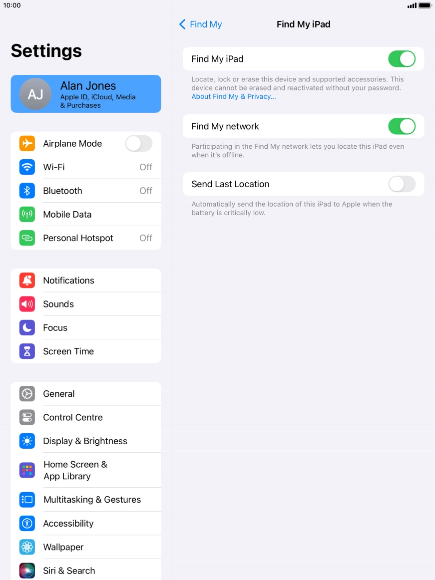 Press the indicator next to 'Find My network' to turn the function on or off. If you turn on the function, you need to follow the instructions on the screen to finish the activation.