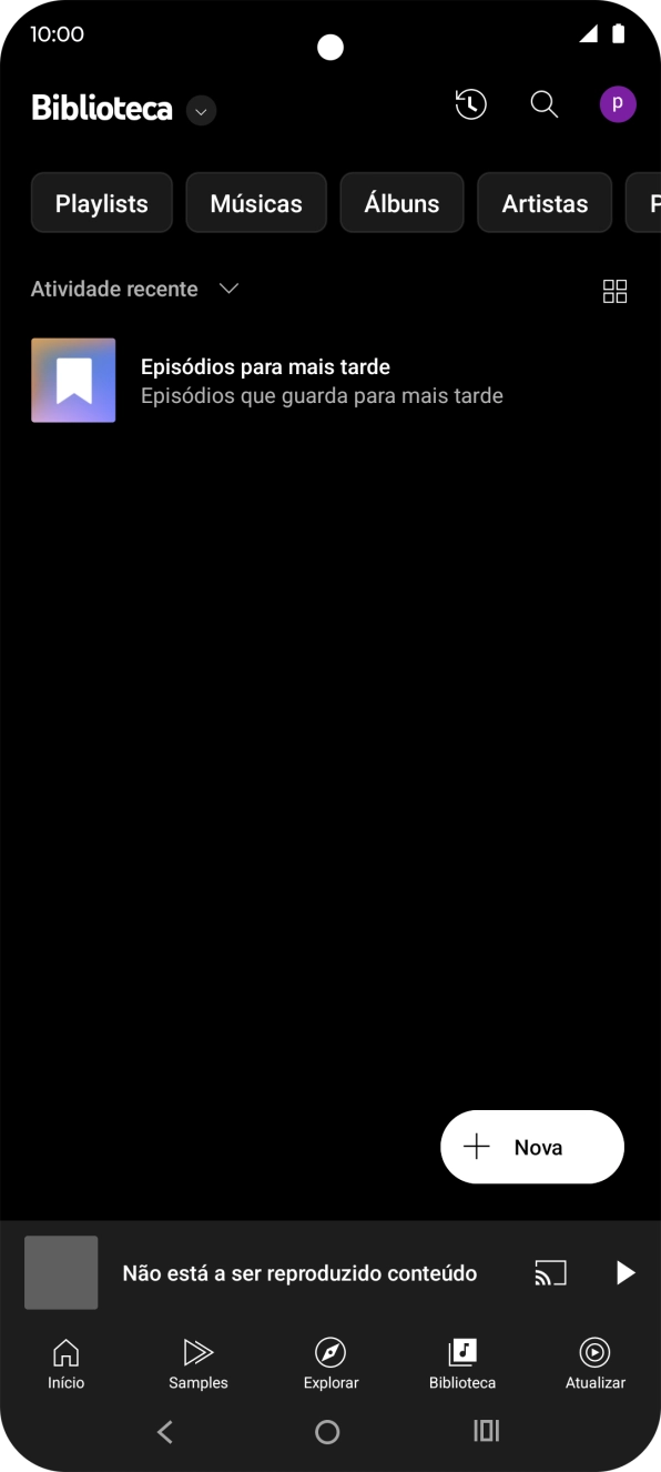 Prima a lista suspensa.