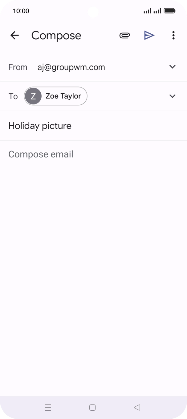 Press the text input field and write the text for your email. Press the text input field and write the text for your email.