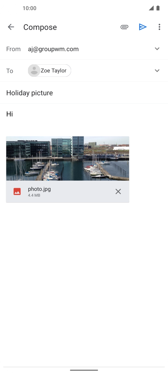 Press the send icon when you've finished your email.