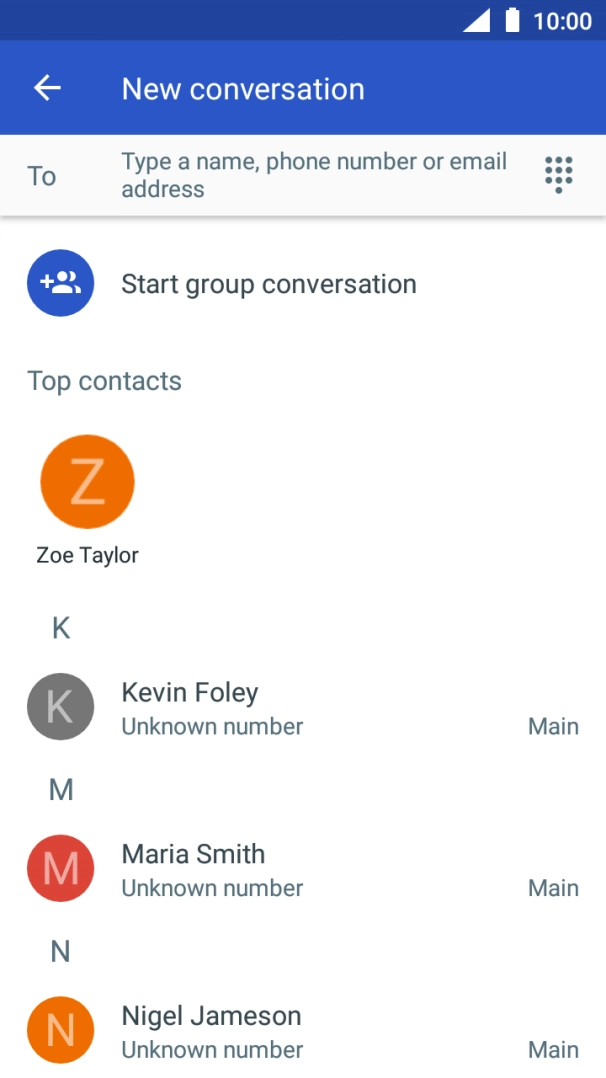 Press the field next to 'To' and key in the first letters of the recipient's name. Press the field next to 'To' and key in the first letters of the recipient's name.