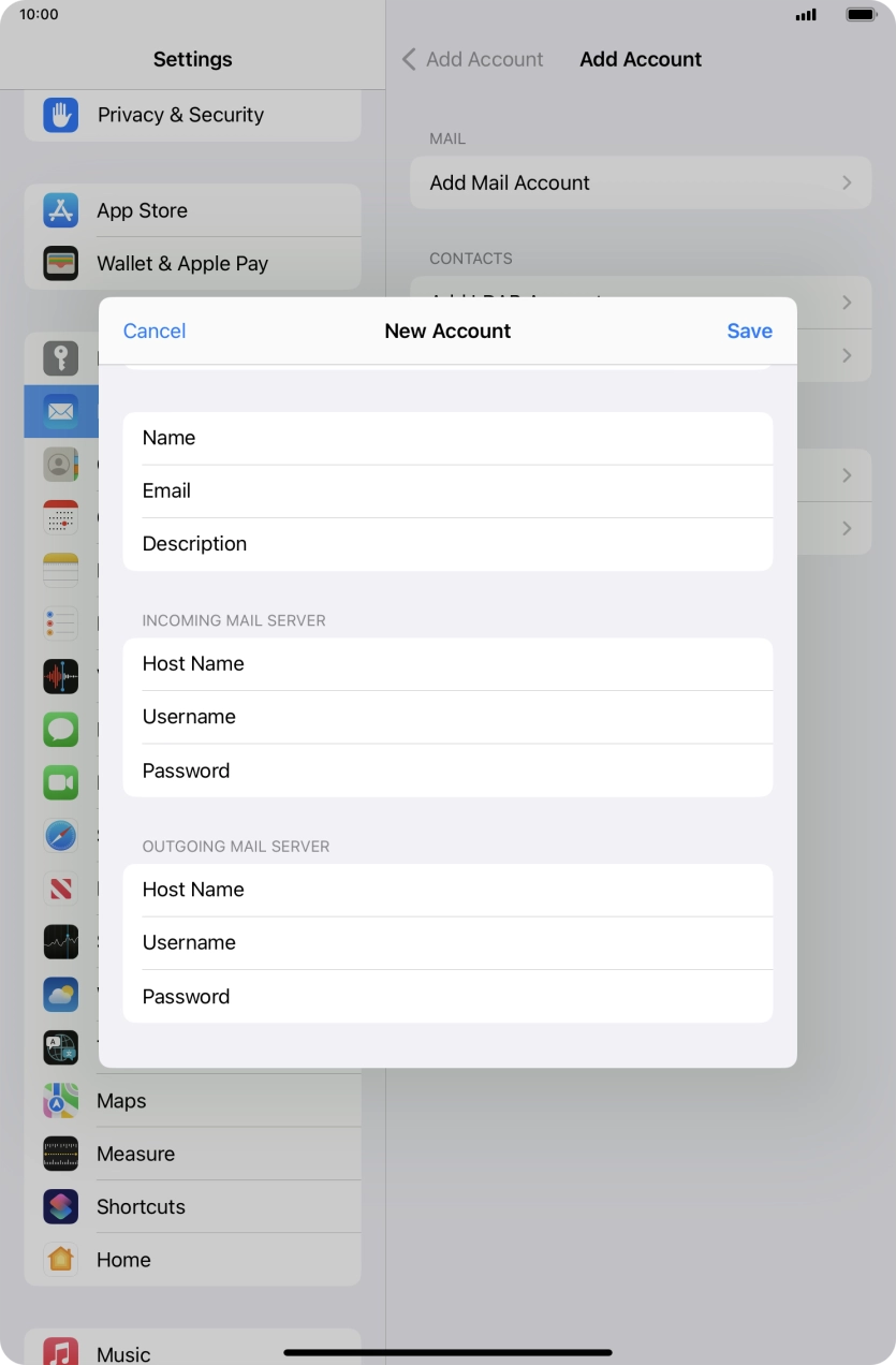 Press Save. Your email account has now been set up. To select more settings for incoming and outgoing server, proceed with the following steps. Press Save. Your email account has now been set up. To select more settings for incoming and outgoing server, proceed with the following steps.