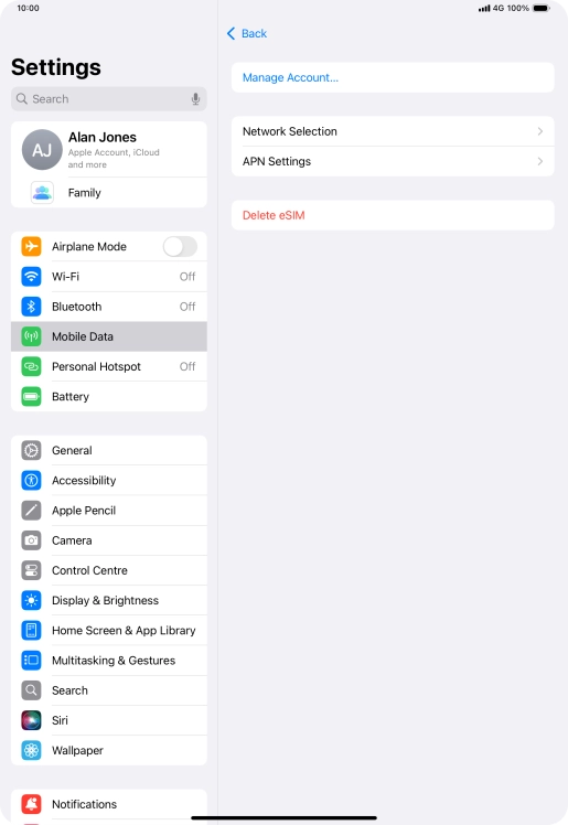 Press APN Settings.