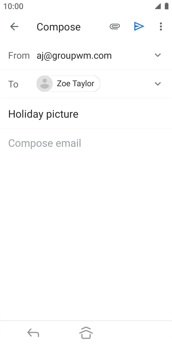 Press the text input field and write the text for your email. Press the text input field and write the text for your email.