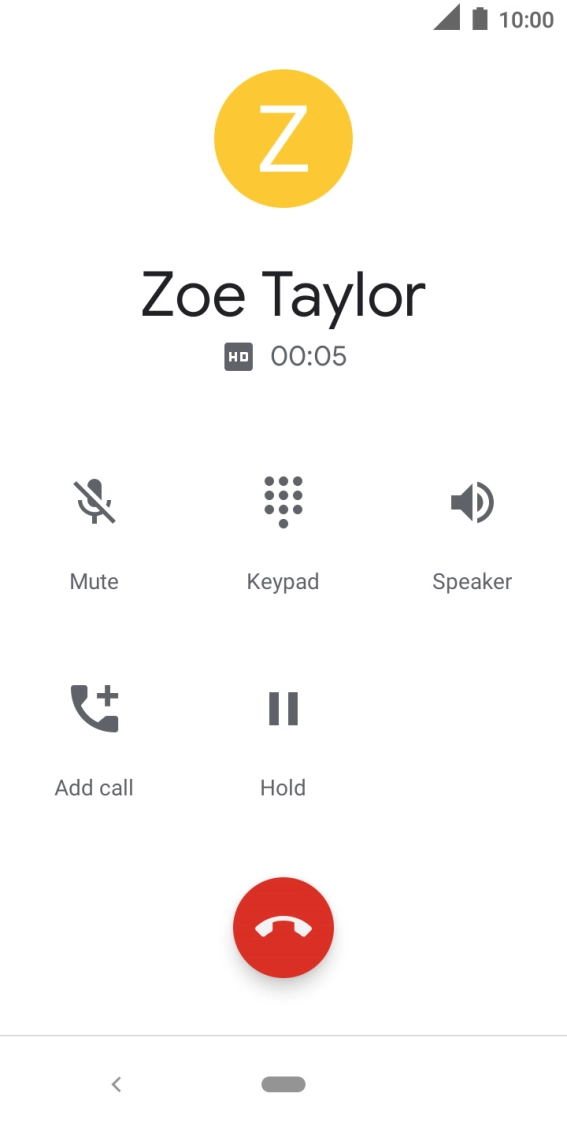 Press the end call icon.