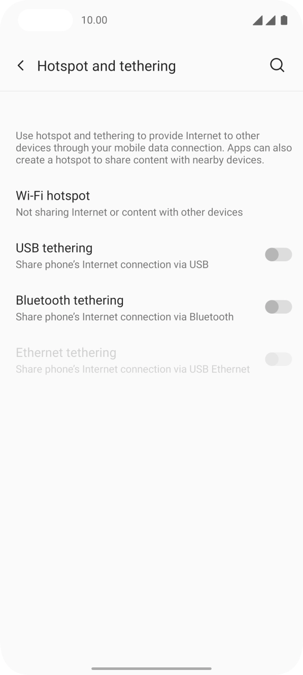 Press Wi-Fi hotspot. Press Wi-Fi hotspot.