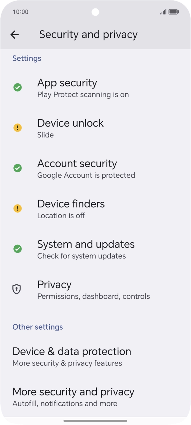 Press More security and privacy.