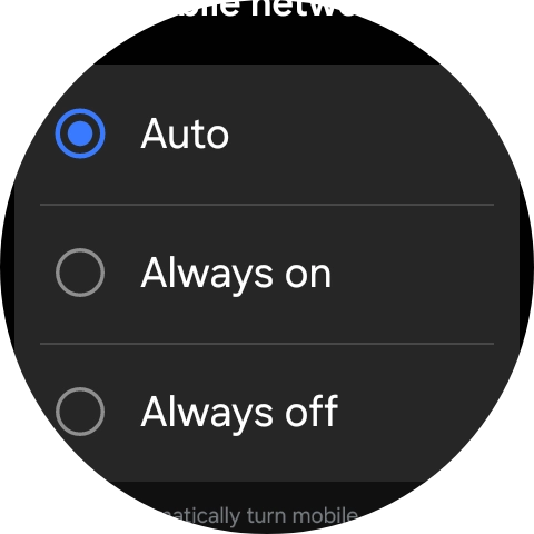 Press the required setting for mobile data usage.