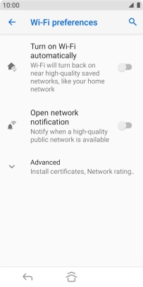 Press the indicator next to 'Turn on Wi-Fi automatically' to turn the function on or off.