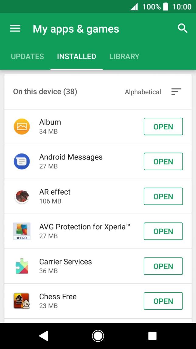 Press the required app.