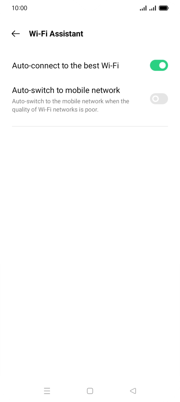 Press the indicator next to 'Auto-switch to mobile network' to turn the function on or off. Press the indicator next to 'Auto-switch to mobile network' to turn the function on or off.