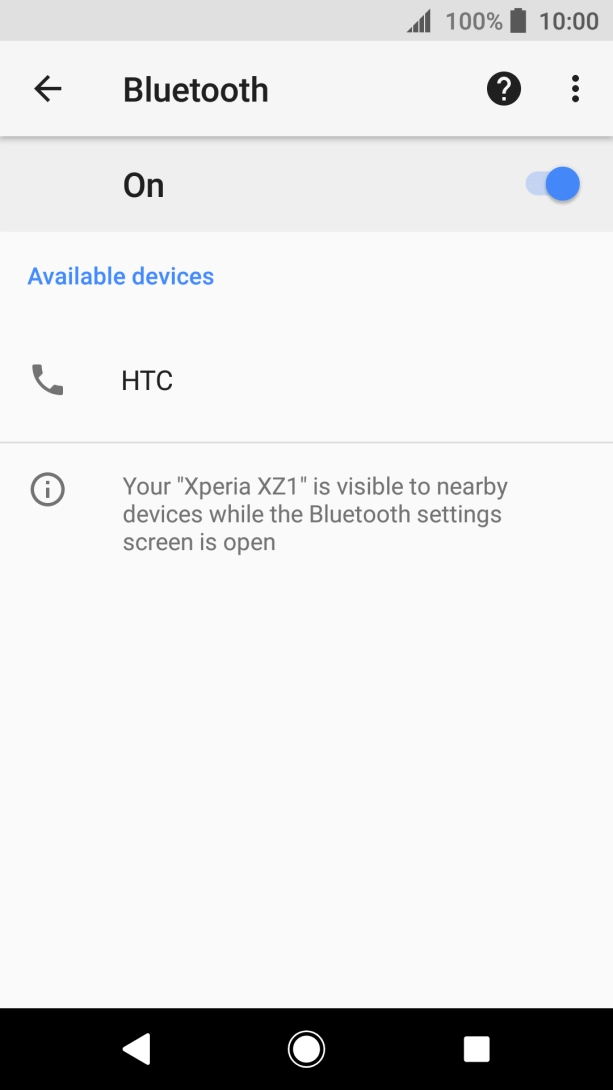 Press the required Bluetooth device and follow the instructions on the screen to pair the device with your phone.