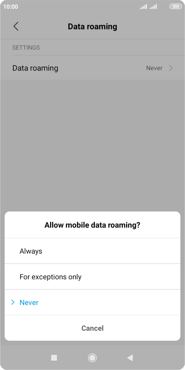 Press the required setting to turn the function on or off. Press the required setting to turn the function on or off.