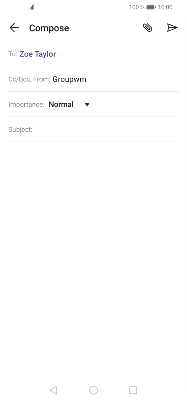 Press the field next to 'Subject:' and key in the required subject.