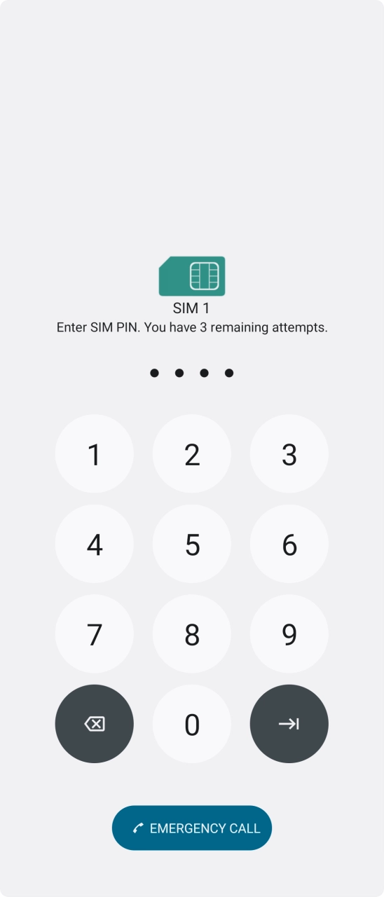 Key in your SIM PIN and press the confirm icon. The default SIM PIN is 0000.