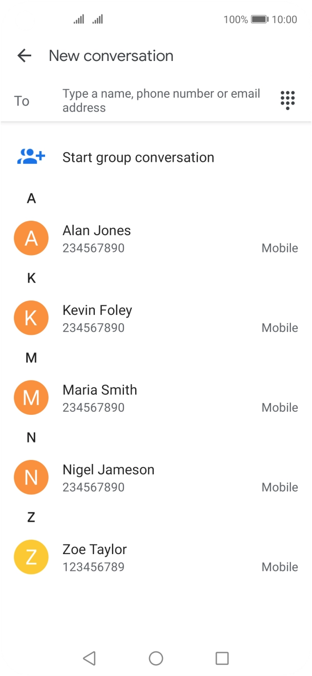 Press the field next to 'To' and key in the first letters of the recipient's name.