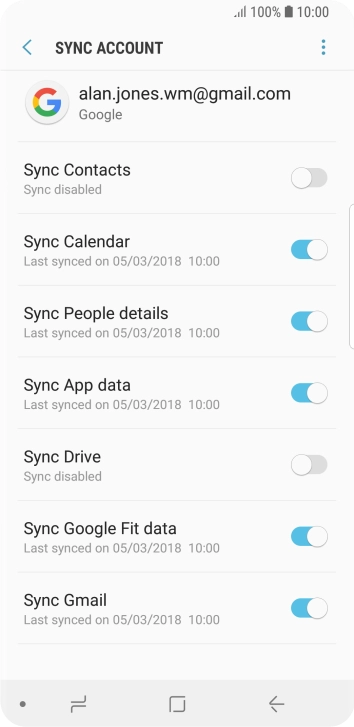 Press the indicator next to 'Sync Contacts' to turn on the function.