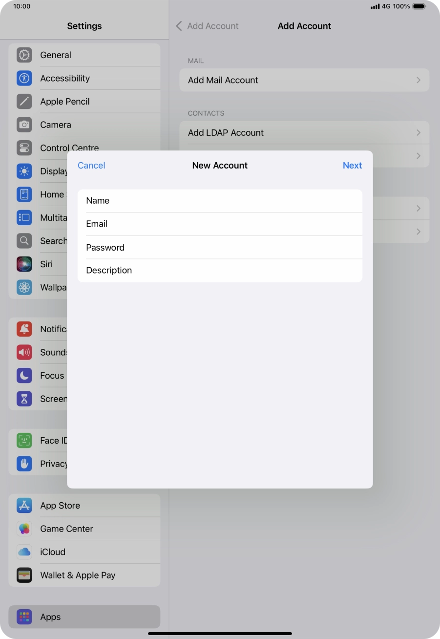 Press Description and key in the required name. Press Description and key in the required name.