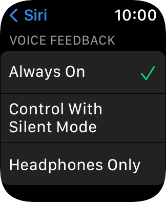 Press the required setting below 'VOICE FEEDBACK'.