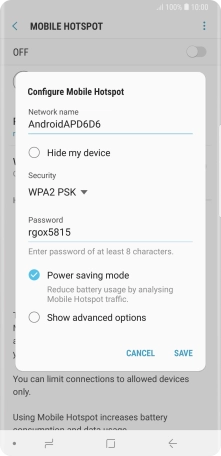 Press the field below 'Network name' and key in the required name.