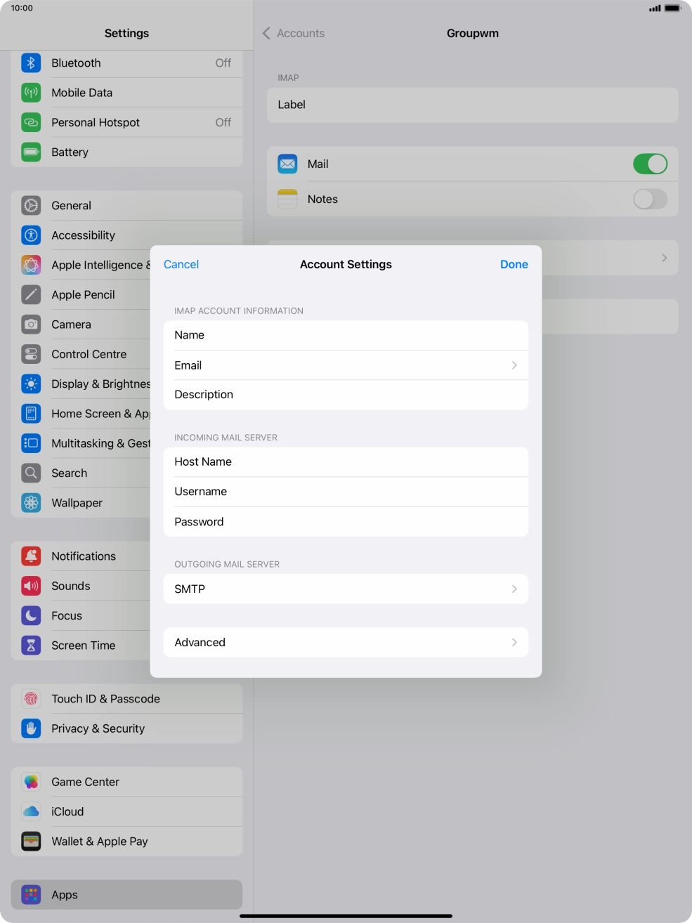 Press SMTP. Press SMTP.