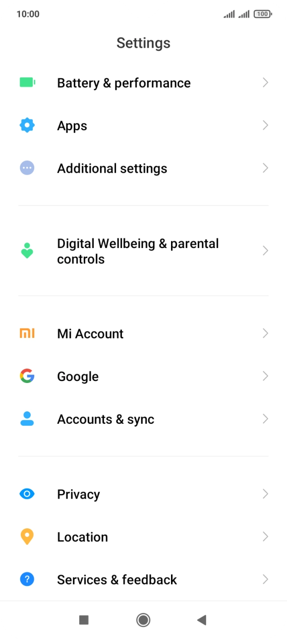 Press Accounts & sync. Press Accounts & sync.