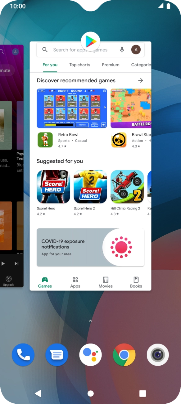 To end one running application, slide your finger upwards on the required application.