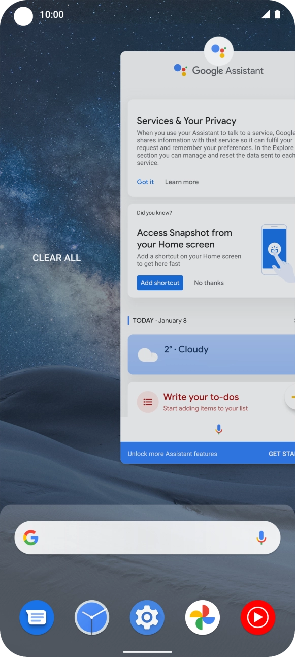 To end one running application, slide your finger upwards on the required application.